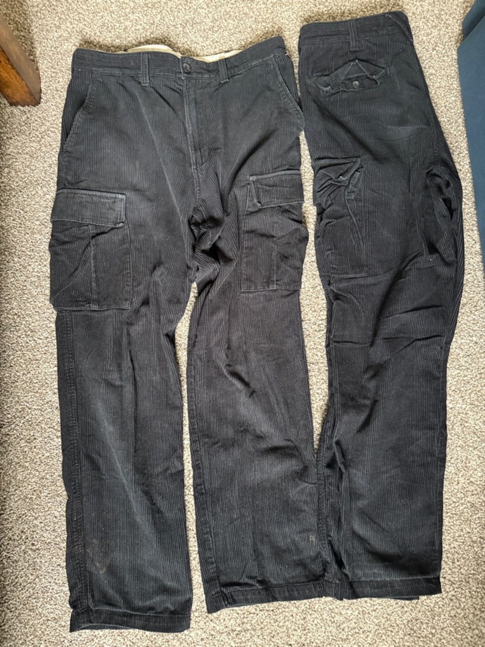 Men's Black Corduroy Cargo Pants
